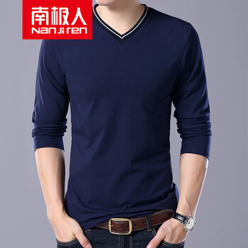 南極人 長(zhǎng)袖 男士T恤  8812藏青色 S，XL，L，XXL，XXXL，M