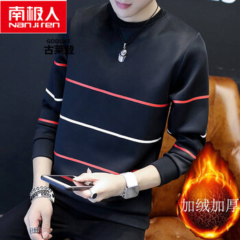 南極人（Nanjiren） 長袖 男士T恤 三條黑加絨314B-1 XL，L，XXXL，XXL，M