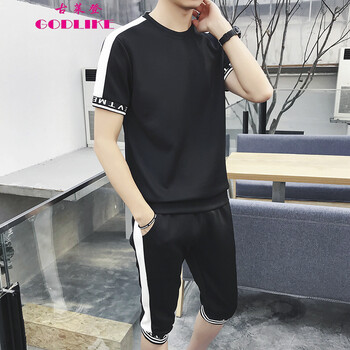 古萊登（GODLIKE） 七分袖 男士T恤 黑白DS81 XL，L，XXXL，XXL，M