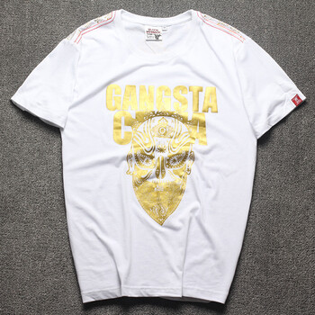 窈蕊黛 短袖 男士T恤 白色 陳冠希燙金 