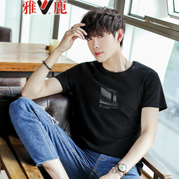 雅鹿 短袖 男士T恤 YL91黑色 