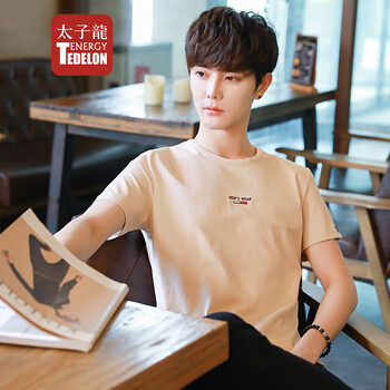 太子龍（TEDELON） 短袖 男士T恤 杏色 XL，L，XXXL，XXL，M