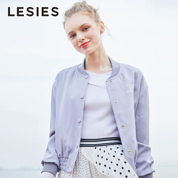 LESIES 圓領(lǐng) 長袖 女 短外套 刺繡