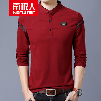 南極人 長(zhǎng)袖 男士T恤 8826酒紅色 S，XL，L，XXL，XXXL，M