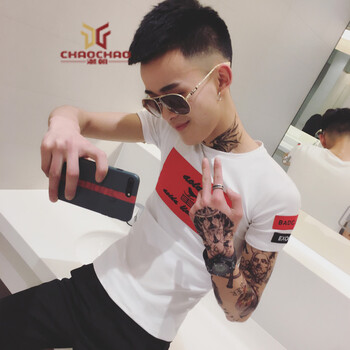 C2潮朝（C2 CHAOZHAO） 短袖 男士T恤 深白色 S，XL，L，XXXL，M，XXL