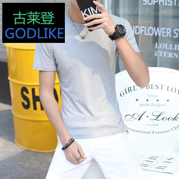古萊登（GODLIKE） 短袖 男士T恤 灰色(圓領(lǐng)) 