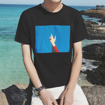 普戈斯（PUGESI） 短袖 男士T恤 黑色藍(lán)天短袖 S，XL，L，XXL，M
