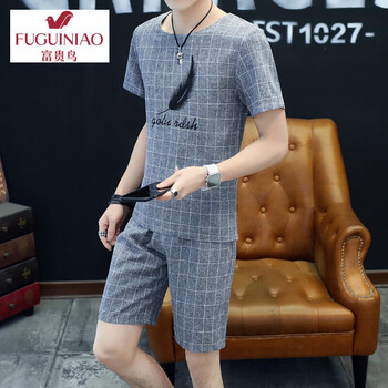 富貴鳥(niǎo)（FUGUINIAO） 短袖 男士T恤 牛仔藍 