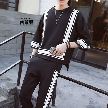 古萊登（GODLIKE） 七分袖 男士T恤 B805-黑色 XL，L，M，XXXL，XXL