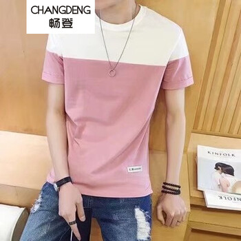 暢登（CHANGDENG） 短袖 男士T恤 2色拼接紅 
