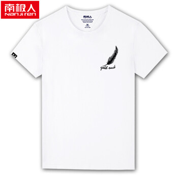 南極人（Nanjiren） 短袖 男士T恤 白色/胸標(biāo)羽毛黑 