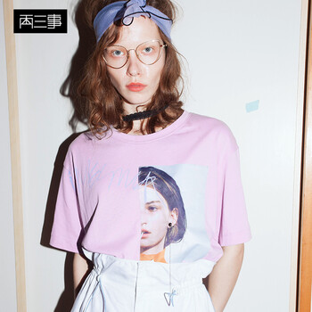兩三事 釘珠，印花，蕾絲 短袖 T恤 女 圓領(lǐng)