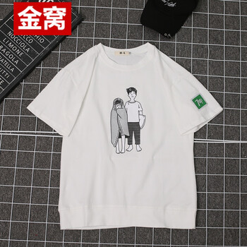 罕都（HANDU） 短袖 男士T恤 2人印花白色 S，XL，L，M