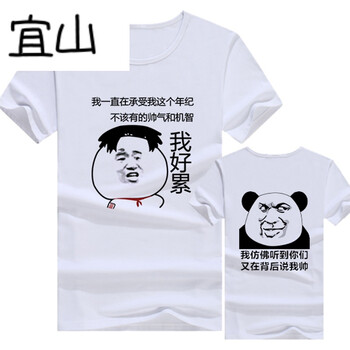宜山 短袖 男士T恤 好累+仿佛白 