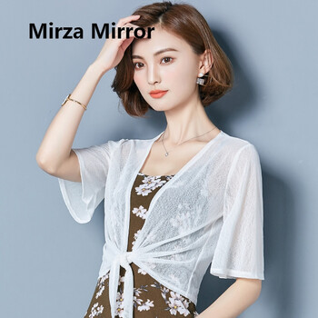 蜜莎蜜拉（Mirza Mirror） V領(lǐng) 五分袖 女 短外套 鏤空，蕾絲，紗網(wǎng)