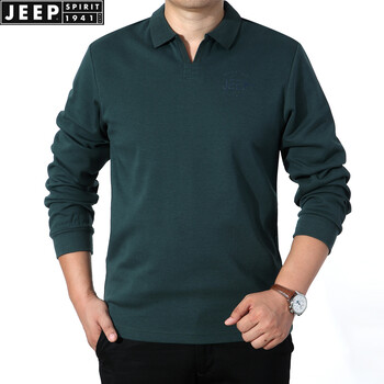 Jeep 長袖 男士T恤 長袖SS0009-墨綠 