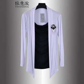 依意濃（YIYINONG） 短袖 男士T恤 白色胸章長(zhǎng)袖 