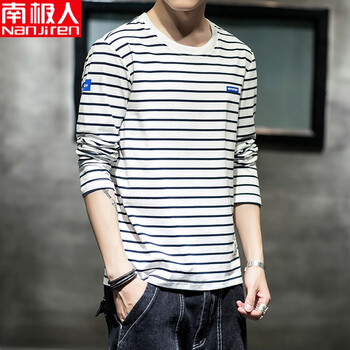 南極人 長袖 男士T恤 白色 XL，L，XXXL，XXL，M