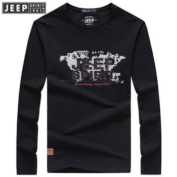 Jeep（吉普） 長袖 男士T恤 5007- 黑色 XL，L，M，XXXL，加大，XXL