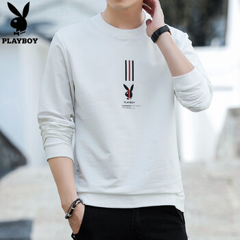 花花公子（PLAYBOY） 長袖 男士T恤 H305白色 XL，L，XXL，M