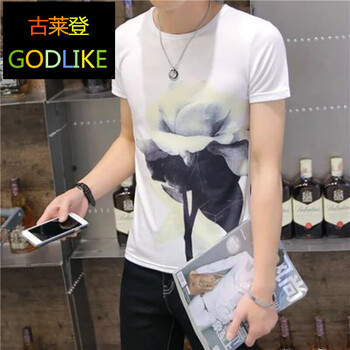古萊登（GODLIKE） 短袖 男士T恤 牡丹白色 