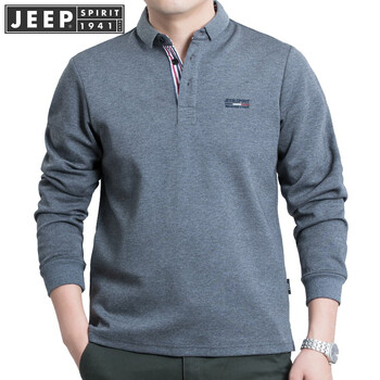 吉普（JEEP） 長(zhǎng)袖 男士T恤 灰色  JSOLM18CD456PS0001 