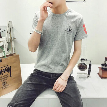 普戈斯（PUGESI） 短袖 男士T恤 灰色船鉤短袖 S，XL，L，M，XXL