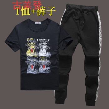 古萊登（GODLIKE） 短袖 男士T恤 四虎黑+間黑褲 