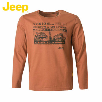 Jeep 長袖 男士T恤 橘色W4 