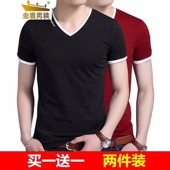 金盾（KIN DON） 短袖 男士T恤 黑色+酒紅 XL，L，XXXL，M，加大，XXL
