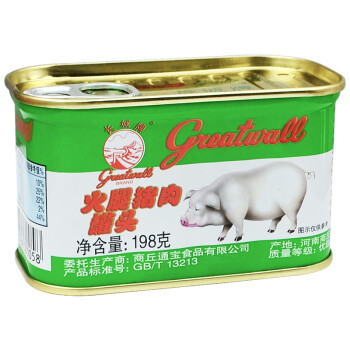 长城（Greatwall BRAND）午餐肉 小白猪火腿猪肉罐头 火锅泡面早餐搭档198g