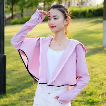 普戈斯（PUGESI） 連帽 長(zhǎng)袖 女 短外套 明線裝飾