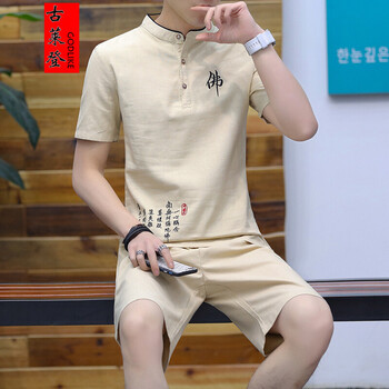 古萊登（GODLIKE） 短袖 男士T恤 佛字卡其色 XL，L，M，XXL，XXXL
