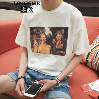 零設（LINGSHE） 五分袖 男士T恤 白色 