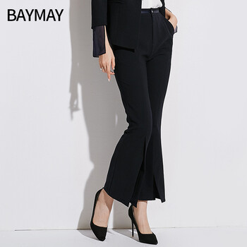 BAYMAY 高腰 闊腳褲 女 長褲 休閑褲
