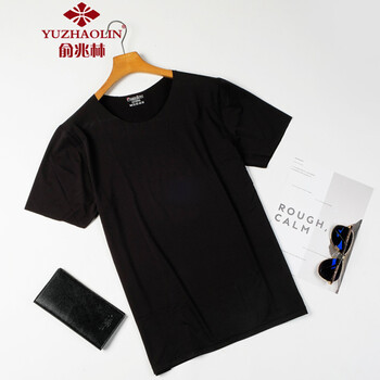 俞兆林（YUZHAOLIN） 短袖 男士T恤 圓領(lǐng)黑色 M