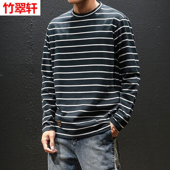 竹翠軒 長袖 男士T恤 黑色T179 