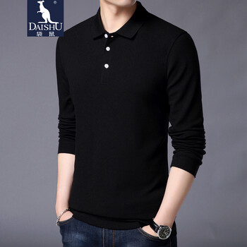 袋鼠（DAISHU） 長(cháng)袖 男士T恤 黑色5221 