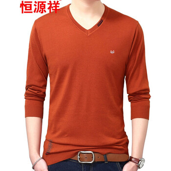 恒源祥（HYX） 長袖 男士T恤 桔色 XL，L，XXXL，XXL，M，加大