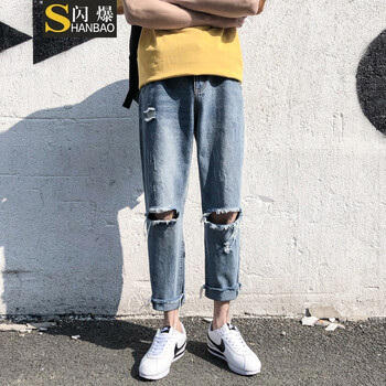 閃爆（SHANBAO） 直筒褲  男士牛仔褲