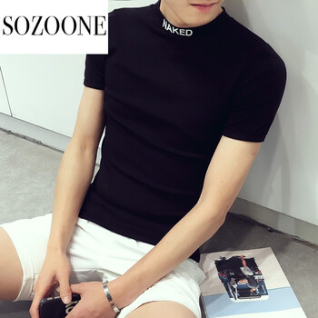 SOZOONE 短袖 男士T恤 高領黑色 S，XL，L，M