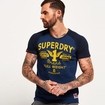 Superdry 短袖 男士T恤 中藍灰/暗藍色 