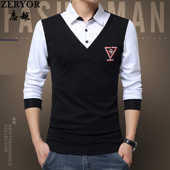 志越（ZERYOR） 長袖 男士T恤 黑色 不加絨 XL，L，XXL，M，XXXL