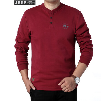 吉普（JEEP） 長袖 男士T恤 紅色 XL，L，XXL，M，XXXL
