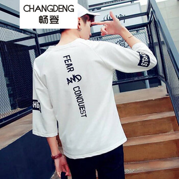 暢登（CHANGDENG） 短袖 男士T恤 七分后印花白 