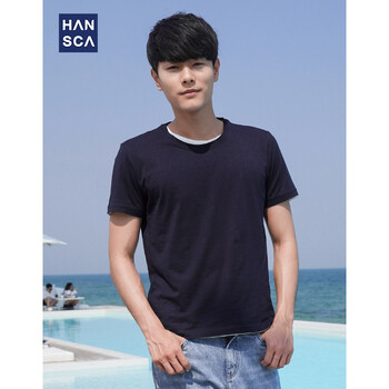 漢斯卡（hansca） 短袖 男士T恤 寶藍色 S，XL，L，XXXL，M，XXL