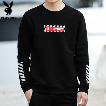 花花公子（PLAYBOY） 長袖 男士T恤 H306黑色 XL，L，XXL，M