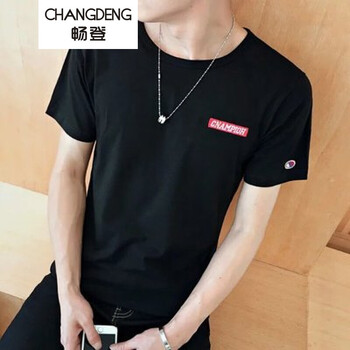 暢登（CHANGDENG） 短袖 男士T恤 刺繡黑 
