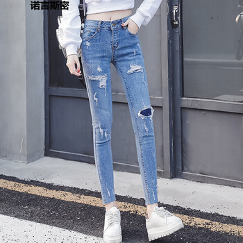 諾言斯密（nuoyansimi） 高腰 直筒褲 女 九分褲 牛仔褲