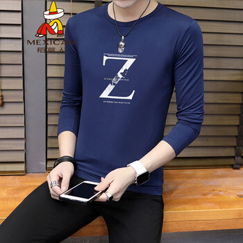 稻草人（MEXICAN） 長(zhǎng)袖 男士T恤 深藍(lán) XL，L，加大，M，XXXL，XXL